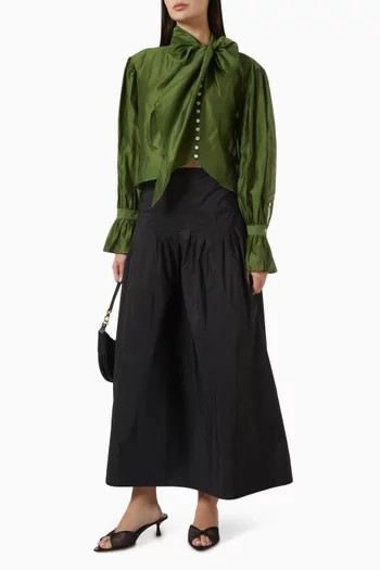 Woven A-line Maxi Skirt