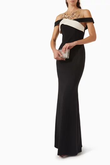 Valencia Embellished Dress in Crepe