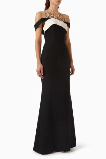 Valencia Embellished Dress in Crepe
