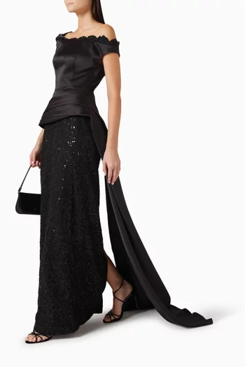 Cassiane Asymmetric Dress in Silk-taffeta