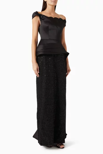 Cassiane Asymmetric Dress in Silk-taffeta
