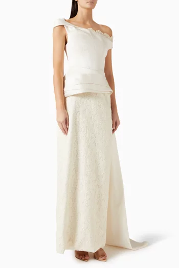Cassiane Asymmetric Dress in Silk-taffeta