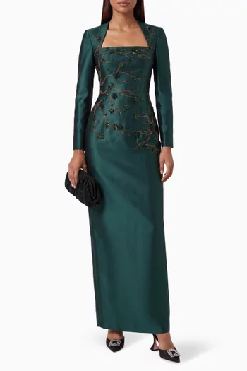 Elisabetta Embellished Dress in Royal Taffeta