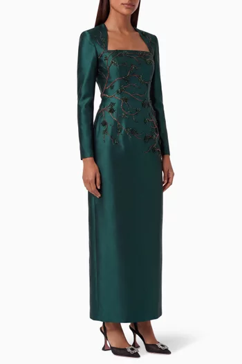 Elisabetta Embellished Dress in Royal Taffeta
