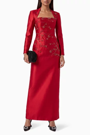 Elisabetta Embellished Dress in Royal Taffeta