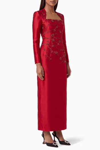Elisabetta Embellished Dress in Royal Taffeta