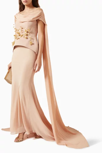 Eugenia Embellished Cape Dress