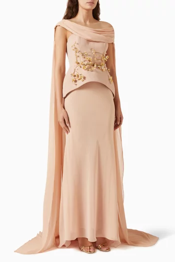 Eugenia Embellished Cape Dress