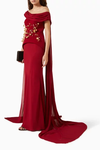 Eugenia Embellished Cape Dress