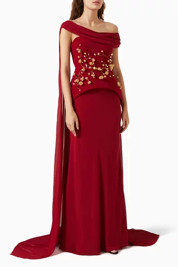 Eugenia Embellished Cape Dress