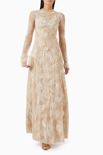Aziza Embellished Dress in Floral Lace