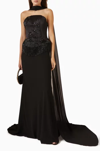 Scarlett Embellished Cape Dress