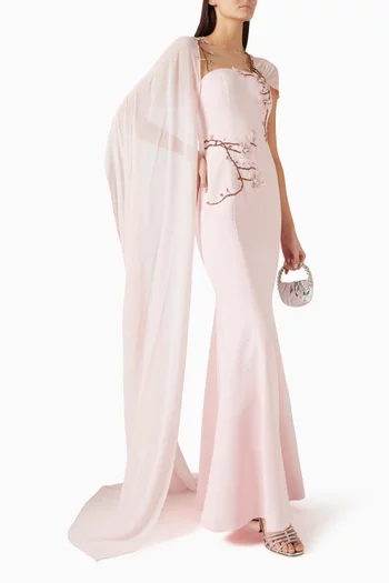 Clarissa Embellished Cape Dress