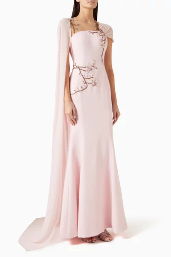 Clarissa Embellished Cape Dress