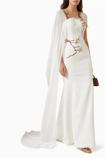 Clarissa Embellished Cape Dress