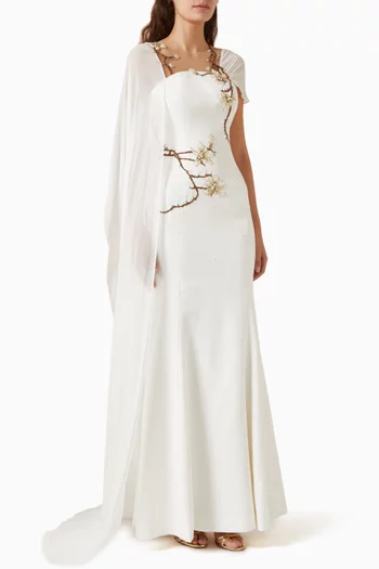 Clarissa Embellished Cape Dress