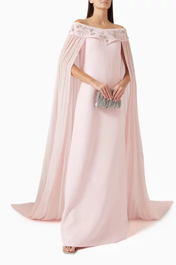 Eliana Embellished Cape Dress