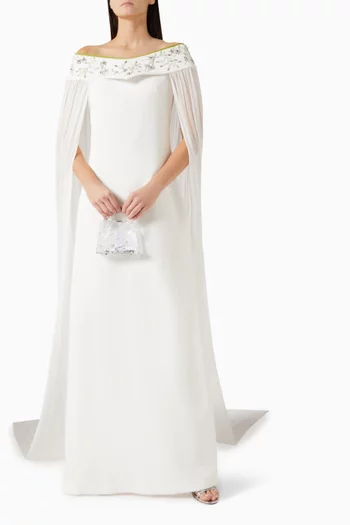 Eliana Embellished Cape Dress