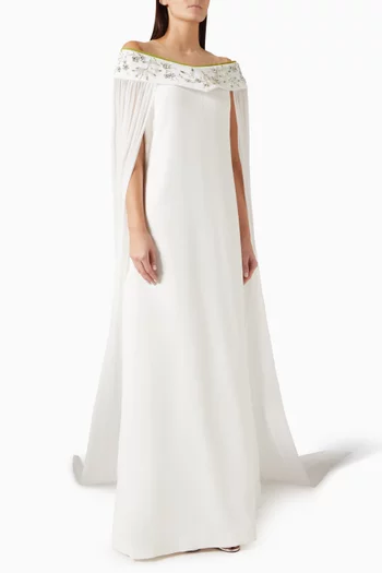 Eliana Embellished Cape Dress