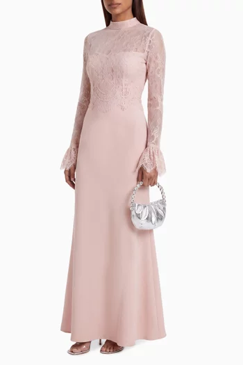 High-neck Dress in Lace