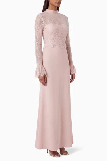 High-neck Dress in Lace