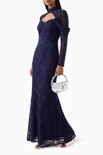 Draped-panel Dress in Lace