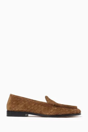 Silenzio Loafers in Intrecciato Suede
