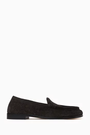 Silenzio Loafers in Intrecciato Suede