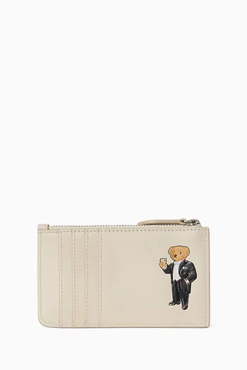 Polo Bear Zip Card Holder in Leather