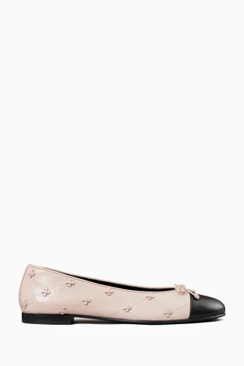 Bunny Knot Cap-toe Ballet Flats in Nappa Leather