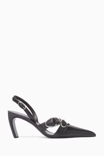 Multi Buckle 75 Slingback Pumps in Leather