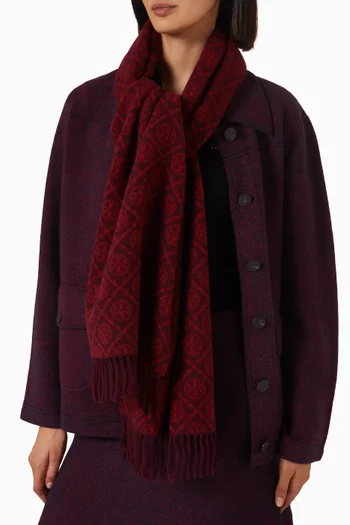 T Monogram Oblong Scarf in Wool