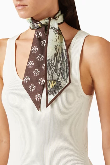 Forest Reversible Ribbon Tie in Silk-twill