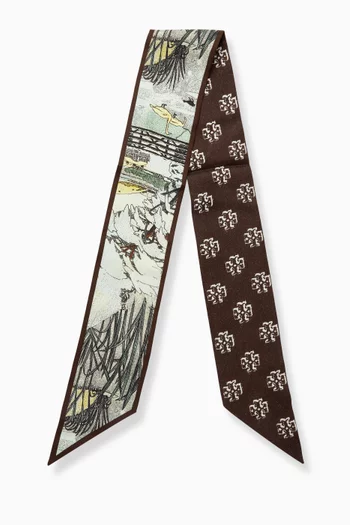 Forest Reversible Ribbon Tie in Silk-twill
