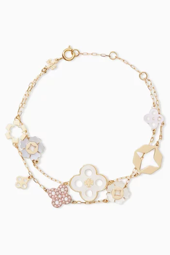 Forget Me Not Charm Bracelet in 18kt Gold-plated Brass