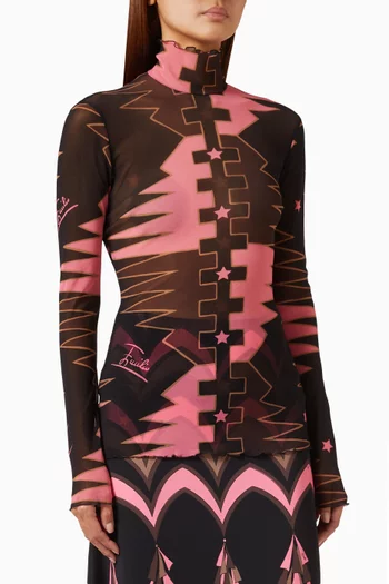 Valdimontone-print Top in Tulle