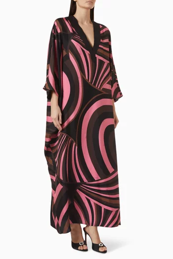Printed Kaftan in Silk Twill