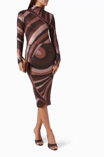 Iride-print Midi Skirt in Lurex-jersey