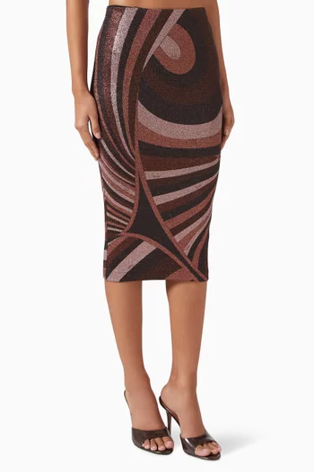 Iride-print Midi Skirt in Lurex-jersey