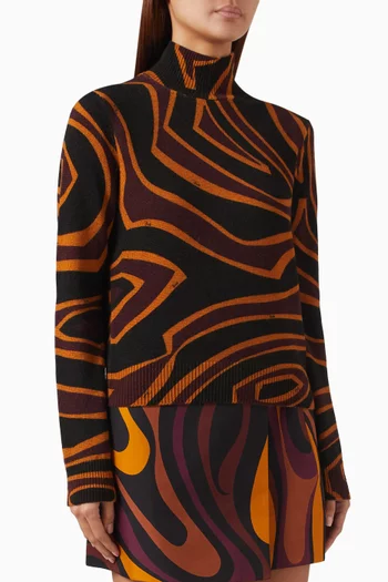 Labirinto Print Turtleneck Sweater in Wool