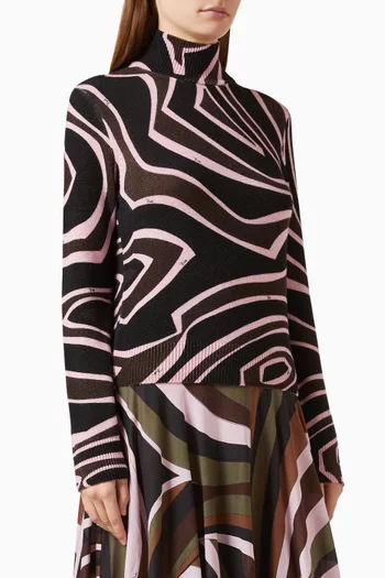 Labirinto Print Turtleneck Sweater in Wool