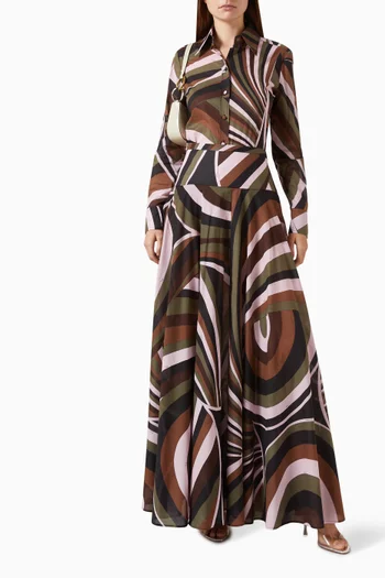 Iride Print Maxi Skirt in Cotton Muslin