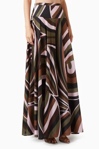 Iride Print Maxi Skirt in Cotton Muslin