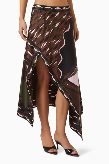 Dune Print Midi Skirt in Silk