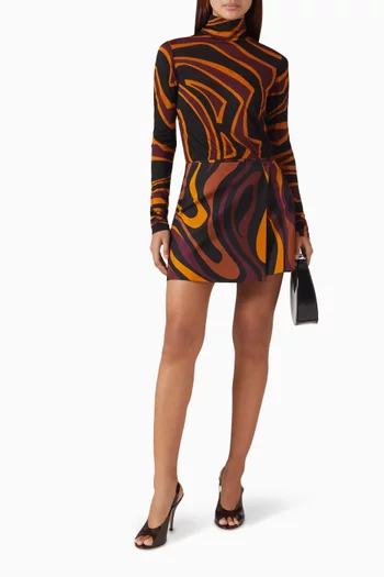 Marmo Print Mini Skirt in Silk
