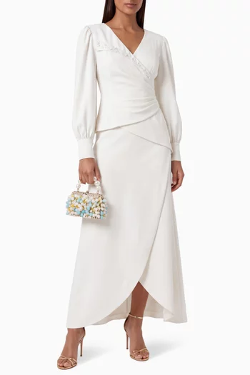 Embellished Asymmetric Dress in Crepe