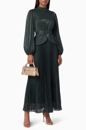 Pleated Peplum Dress in Organza