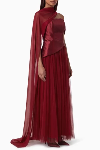 Off-shoulder Cape Dress