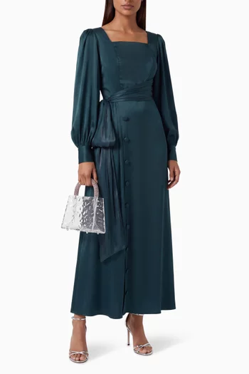 Button-detail Dress in Crepe