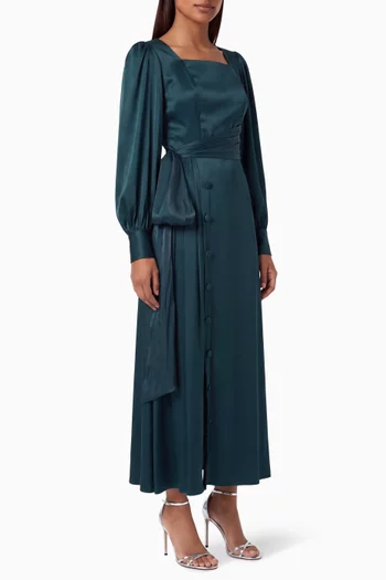 Button-detail Dress in Crepe